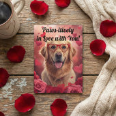 Paws-itively in Love Golden Retriever Valentine's  Kaart