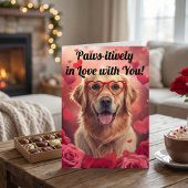 Paws-itively in Love Golden Retriever Valentine's  Kaart