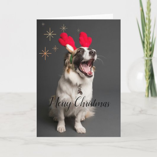 Paws & Joy: Adorable hond "Prettig Kerstfeest" kaa Feestdagen Kaart (Voorkant)