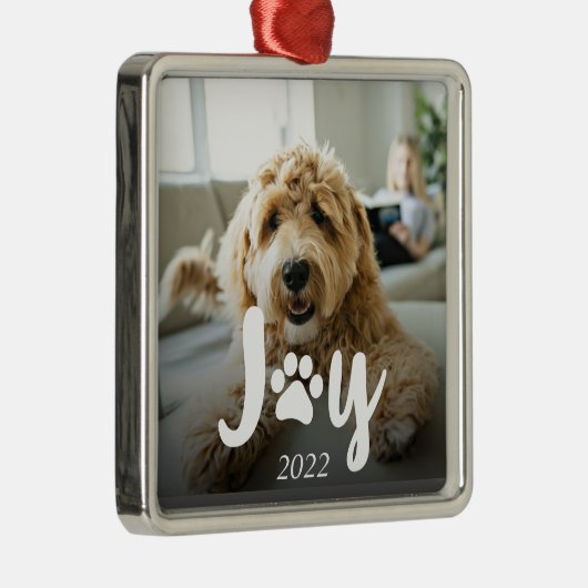 Paws & Joy Photo Pet Kerstmis Metalen Ornament (Rechts)