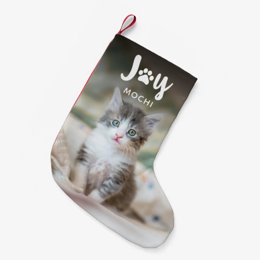 Paws & Joy Photo Pet met Kerstmis stoppen Kleine Kerstsok (Voorkant (Hangend))