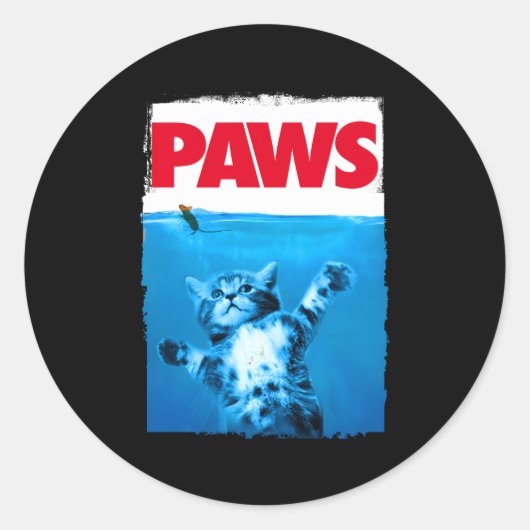 Paws kat en muis top kat parodie top ronde sticker (Voorkant)