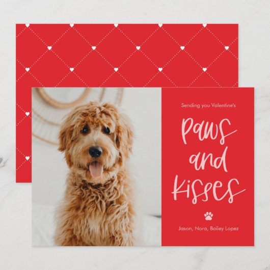 Paws Kisses Editable Color Pets Valentijns Kaart (Voorkant / Achterkant)