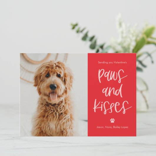 Paws Kisses Editable Color Pets Valentijns Kaart (Staand voorkant)