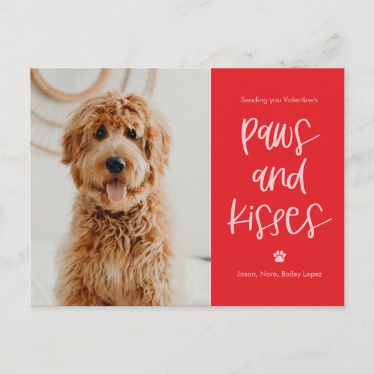 Paws Kisses Pets Valentijnsdag Briefkaart (Voorkant)