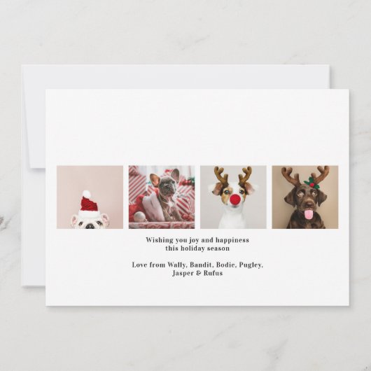 Paws Love and Joy Dog Kerstmis 5-fotokaart Kaart (Achterkant)