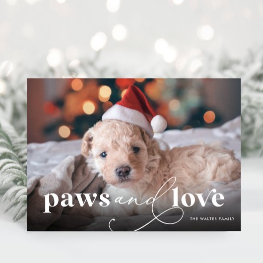 Paws & Love Full Photo Holiday Kaart