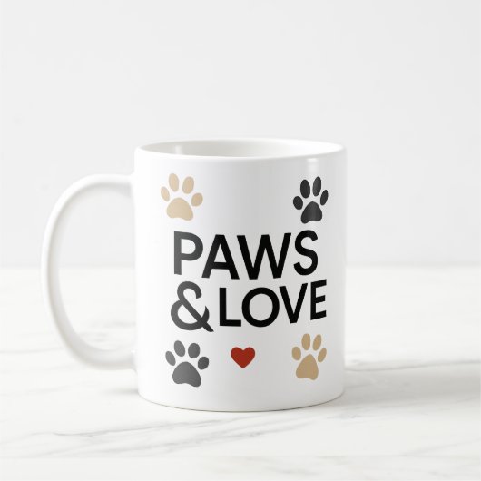 "PAWS & LOVE" Pet Lover Mug | Minimalist Dog  Koffiemok (Links)