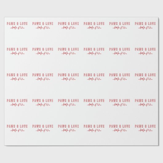 Paws & Love Schattigee Pet Lover Typography Dieren Cadeaupapier (Vlak)