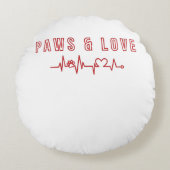 Paws & Love Schattigee Pet Lover Typography Dieren Rond Kussen (Voorkant)