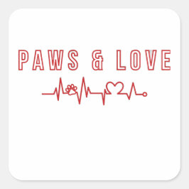 Paws & Love Schattigee Pet Lover Typography Dieren Vierkante Sticker