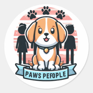 Paws Mensen Schattigee Hond en Mensen Gelijkheid Ronde Sticker