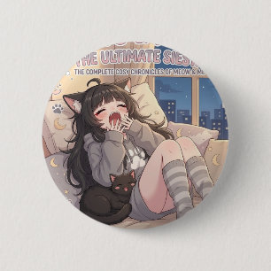Paws & Naps De ultieme siësta Anime meisje knop Ronde Button 5,7 Cm