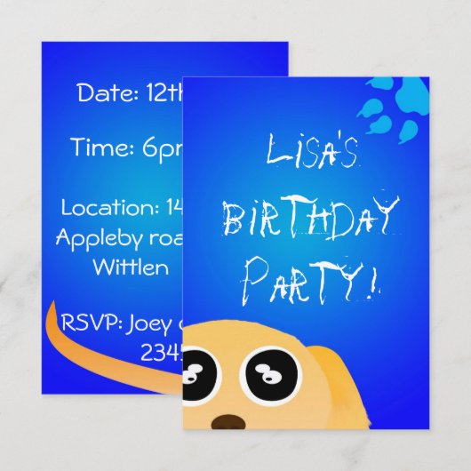 Paws nodigt uit kaart (Voorkant / Achterkant)