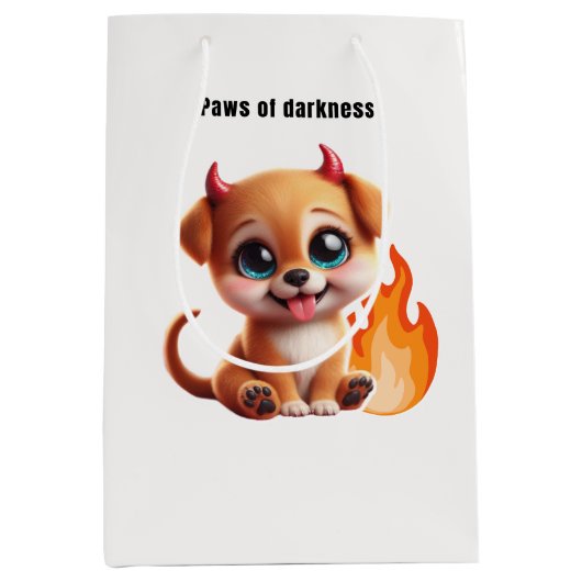 Paws of Darkness Fire Dog Gift Bag – Cute Dark Medium Cadeauzakje (Voorkant)
