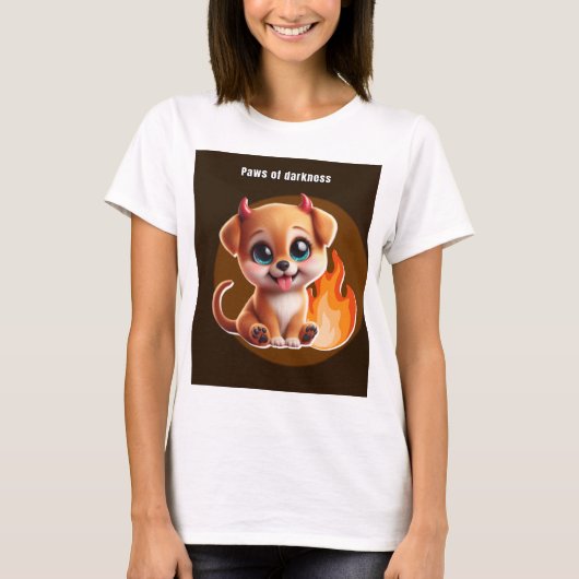 Paws of Darkness Fire Glow Dog T-Shirt – Dark (Voorkant)
