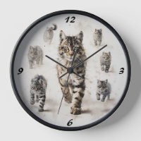 Paws of Time: Black & White Cats Wandklok