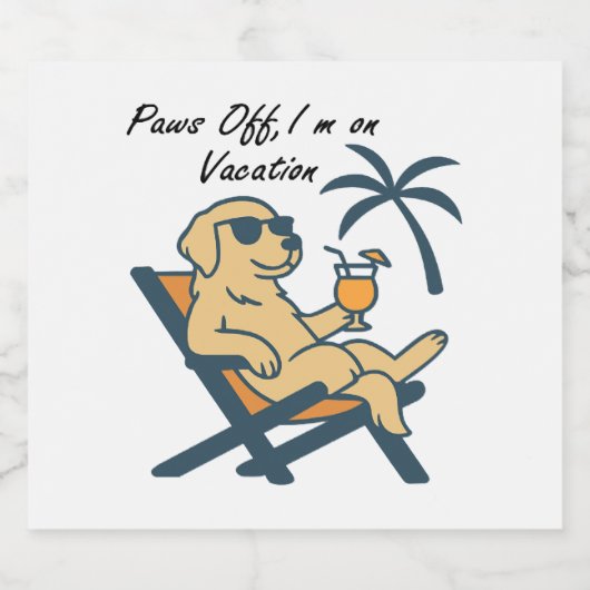 Paws Off I m on Vacation Dog Sparkling Wijnetiket (Enkel label)