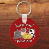 Paws Off! (Katten) Sleutelhanger (Voorkant)