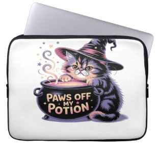 Paws Off My Potion, Kawaii Halloween Heks Kat Cla Laptop Sleeve