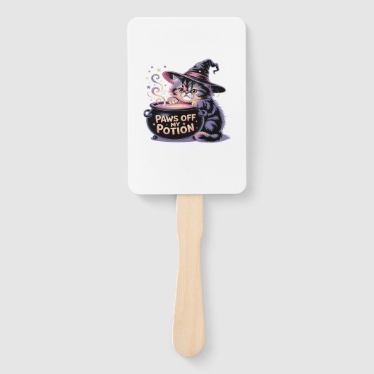 Paws Off My Potion, Kawaii Halloween Witch Cat Cla Handwaaier (Voorkant)