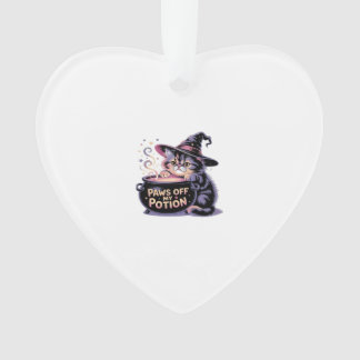 Paws Off My Potion, Kawaii Halloween Witch Cat Cla Ornament