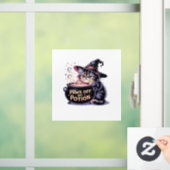 Paws Off My Potion, Kawaii Halloween Witch Cat Cla Raamsticker (Huis)