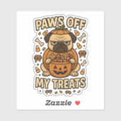 Paws Off My Treats Grumpy Pug Pompoen Halloween Sticker (Vel)