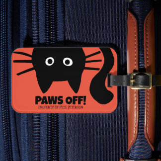 Paws Off Peeking Black Cat Jouw tekst Aangepaste n Bagagelabel