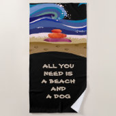 PAWS OP DE BEACH-badhanddoek Strandlaken (Voorkant)