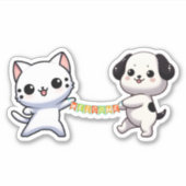 Paws & Pals: Een vrolijk welkom Sticker (Voorkant)