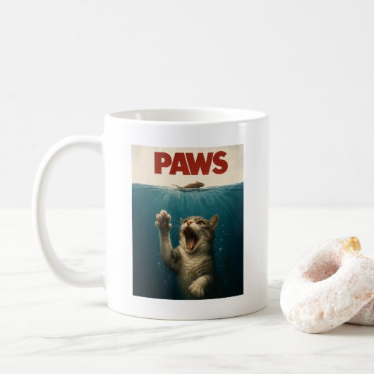 Paws Parodie Cat Chasing een Schattigee angstige m Koffiemok (Met donut)