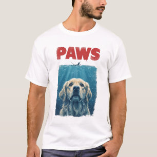 PAWS Parodie Haaienfilm Hond Grappige Oceaan Hon T-shirt