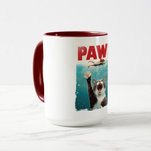 PAWS Parodie Kat Mouse Humoristische Kat Chasing M Mok (Voorkant links)