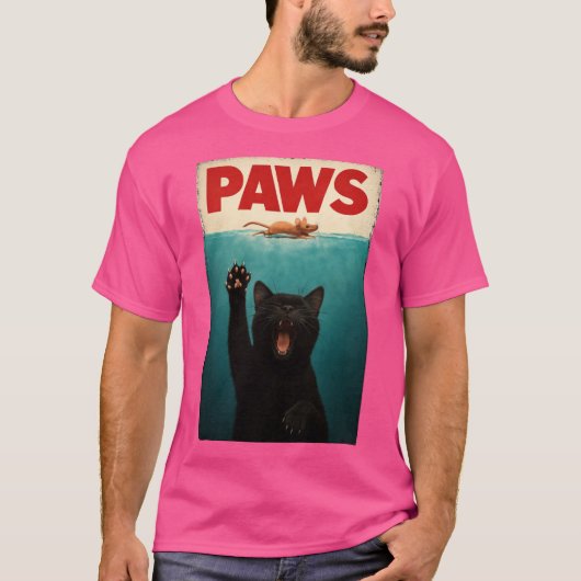 PAWS Parodie Kat Mouse Humoristische Kat Chasing M T-shirt (Voorkant)