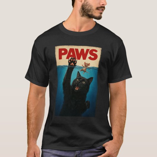 PAWS Parodie Kat Mouse Humoristische Kat Chasing M T-shirt (Voorkant)
