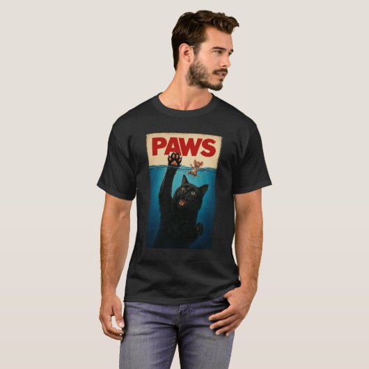 PAWS Parodie Kat Mouse Humoristische Kat Chasing M T-shirt (Voorkant volledig)