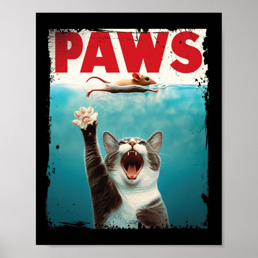 Paws Parodie Kat Muis Humoristische Kat Chasing Mu Poster (Voorkant)