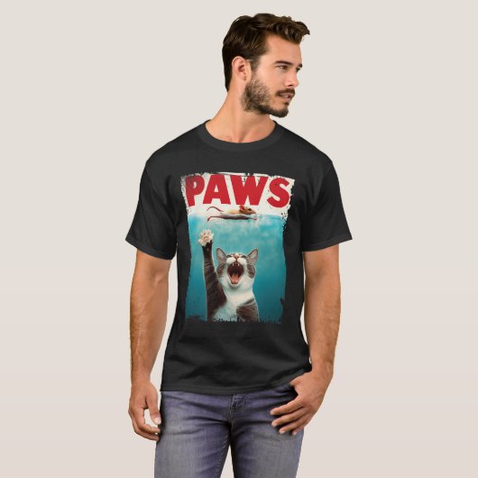 Paws Parodie Kat Muis Humoristische Kat Chasing Mu T-shirt (Voorkant volledig)