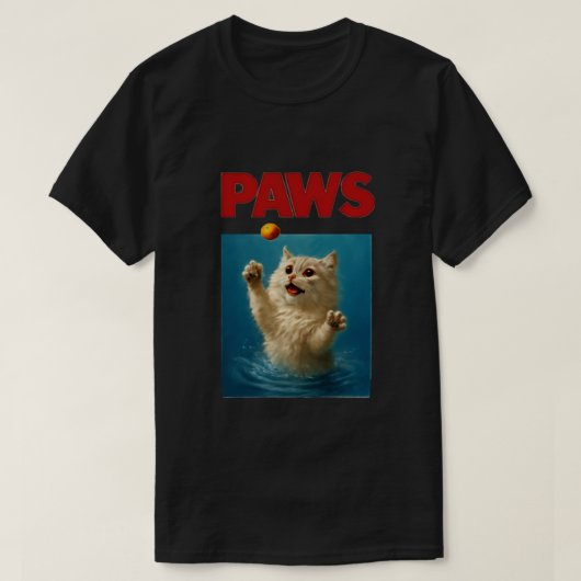 Paws Parody Black Cat Chasing a Cute Scared Mouse  T-shirt (Design voorkant)