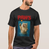 Paws Parody Black Cat Chasing a Cute Scared Mouse  T-shirt (Voorkant)