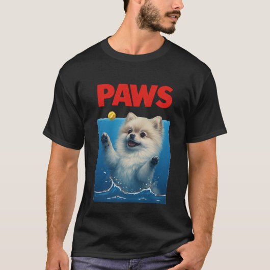 Paws Parody Black dog Chasing a Cute Scared Mouse T-shirt (Voorkant)
