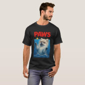 Paws Parody Black dog Chasing a Cute Scared Mouse T-shirt (Voorkant volledig)