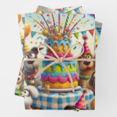 Paws & Parties Een Bark-tastische Verjaardag Bash Inpakpapier Vel (In situ)