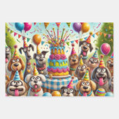 Paws & Parties Een Bark-tastische Verjaardag Bash Inpakpapier Vel (Voorkant)