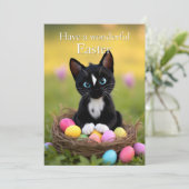 Paws, Pastels & Spint: Felini's Paasnest Feestdagenkaart (Staand voorkant)