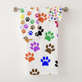 Paws Pattern Animal Paw Hondenliefhebber Colorful Bad Handdoek