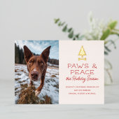 Paws Peace Festive Dog Pet Photo Christmas Folie Feestdagenkaart (Staand Voorkant)