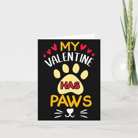 Paws Pet Cat My Valentine Hearts Day Happy Valenti Kaart (Voorkant)