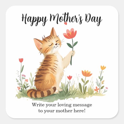 Paws & Petals for Mother’s Day Vierkante Sticker (Voorkant)